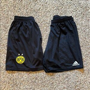 2 Pack Black Soccer Shorts Adidas Size M/L